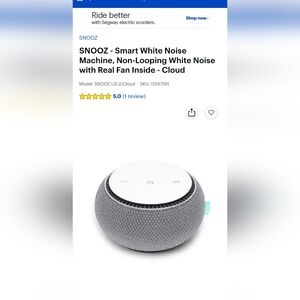 SNOOZ - Smart White Noise Machine, Non-Looping White Noise with Real Fan Inside